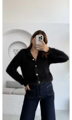 Arjana Kalp Düğmeli Sakallı Hırka - Siyah - Kod: 25502