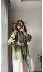 Arkası İp Detay Gömlek Haki