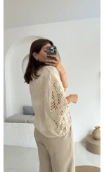 Arya Dantel Detay Kimono - Natural - 38866