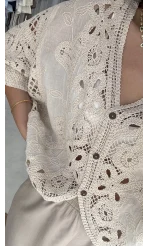 Arya Dantel Detay Kimono - Natural - 38866