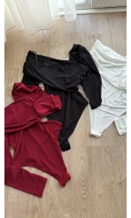 Asimetrik Kesim Çıtçılı Bordo Bluz