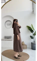 Askılı Gömlek Elbise Takım - 51153 - Kahve