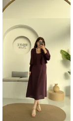 Askılı Gömlek Elbise Takım - 51153 - Mürdüm