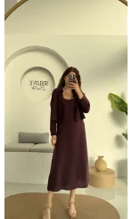 Askılı Gömlek Elbise Takım - 51153 - Mürdüm