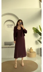 Askılı Gömlek Elbise Takım - 51153 - Mürdüm