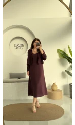 Askılı Gömlek Elbise Takım - 51153 - Mürdüm