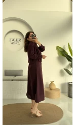 Askılı Gömlek Elbise Takım - 51153 - Mürdüm