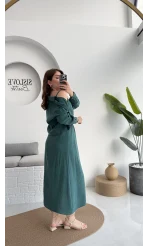 Askılı Gömlek Elbise Takım - 51153 - Zümrüt Yeşili