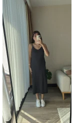 Askılı Modal Elbise Antrasit