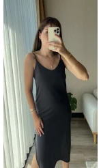 Askılı Modal Elbise Antrasit