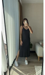 Askılı Modal Elbise Antrasit