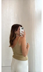 Askılı Simli Bluz - Gold - Kod: 2806