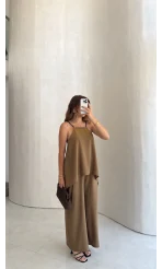 Askılı Taşlı Tulum - Haki - Kod: 3464