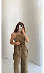 Askılı Taşlı Tulum - Haki - Kod: 3464