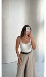 Askılı Zıbın Bodysuıt - Beyaz - Kod: 071822