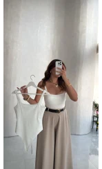 Askılı Zıbın Bodysuıt - Beyaz - Kod: 071822