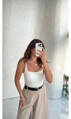 Askılı Zıbın Bodysuıt - Beyaz - Kod: 071822