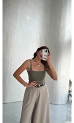 Askılı Zıbın Bodysuıt - Haki - Kod: 071822