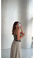 Askılı Zıbın Bodysuıt - Haki - Kod: 071822