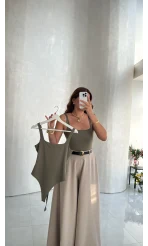 Askılı Zıbın Bodysuıt - Haki - Kod: 071822