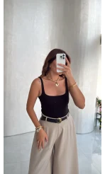 Askılı Zıbın Bodysuıt - Siyah - Kod: 071822