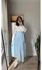 Astarlı Bebe Mavisi Kloş Kırışık Etek