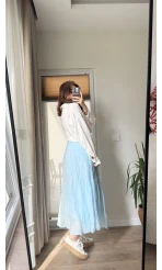 Astarlı Bebe Mavisi Kloş Kırışık Etek