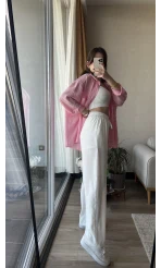 ASTARLI Beyaz Tensel Pantolon