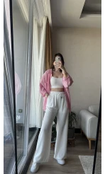 ASTARLI Beyaz Tensel Pantolon