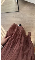 Astarlı Tarçın Kloş Kırışık Etek