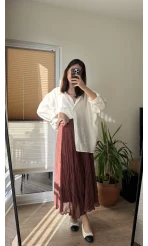 Astarlı Tarçın Kloş Kırışık Etek