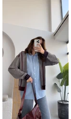 Premium Atkı Bağlamalı Mavi Gömlek - Kod:9013