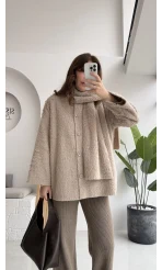 Atkılı Tüylü Ceket - Bej - Kod: 52603