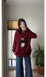 Ayıcıklı Kazak Bordo