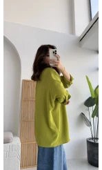Ayrobin Kumaş Oversize Gömlek - Fıstık Yeşili