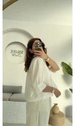 Ays Balon Kol Gömlek - Beyaz