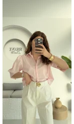 Ays Balon Kol Gömlek - Pembe