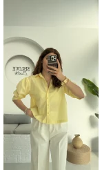 Ays Balon Kol Gömlek - Sarı