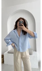 Babe Müslin Gömlek Bebe Mavisi - 2065