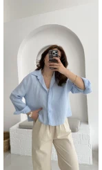 Babe Müslin Gömlek Bebe Mavisi - 2065