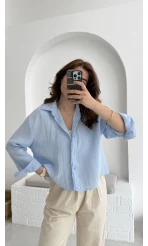 Babe Müslin Gömlek Bebe Mavisi - 2065