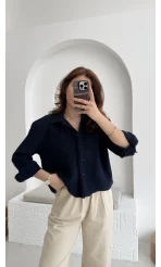 Babe Müslin Gömlek Lacivert - 2065