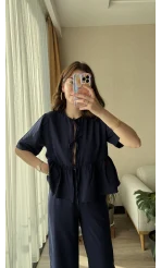 Baby Önden Bağlamalı Lacivert Takım