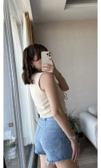 Bağlamalı Ekru Yelek