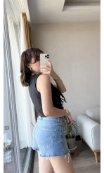 Bağlamalı Siyah Yelek