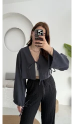 Bağlamalı Tensel Modal Karışımlı Bluz Grand 5276 Antrasit