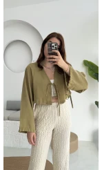 Bağlamalı Tensel Modal Karışımlı Bluz Grand 5276 Çağla Yeşili