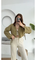 Bağlamalı Tensel Modal Karışımlı Bluz Grand 5276 Çağla Yeşili