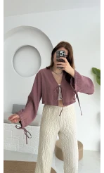 Bağlamalı Tensel Modal Karışımlı Bluz Grand 5276 Gül Kurusu