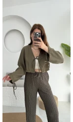 Bağlamalı Tensel Modal Karışımlı Bluz Grand 5276 Haki